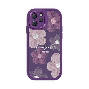 适用OPPOA11手机壳新款女A11x镜头全包硅胶软壳ins网红创意油画紫色浮雕花高级感不会撞壳的情侣款防摔保护套