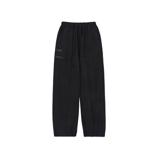 DifferentRiver2024春夏男女同款简约休闲高腰抽绳半收脚运动裤