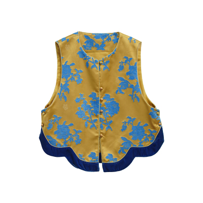 艾绘馆新中式复古织锦缎马甲背心