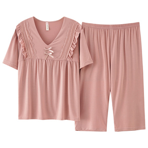 夏季女士莫代尔短袖七分裤家居服