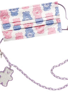 口罩亚克力可爱小熊挂脖眼镜项链