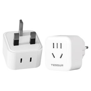 TESSAN霆圣英标转换插头中国香港新加坡转换器英式充电器转换头