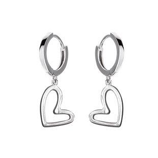 初恋 温柔爱心耳扣 通体925纯银韩版耳坠女 简约短款耳环气质百搭