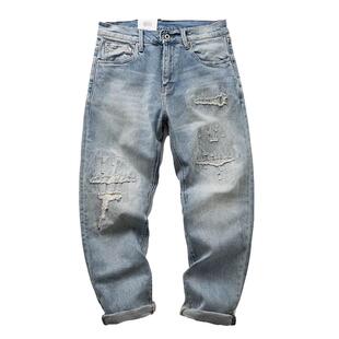 美式重磅新款春秋潮牌余文乐裤子男牛仔裤男潮直筒机车风韩版秋季