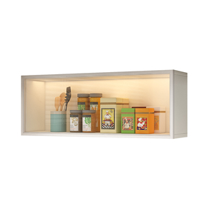 实木免打孔厨房墙上小吊柜下置物架壁柜定制家用调料收纳柜置物柜