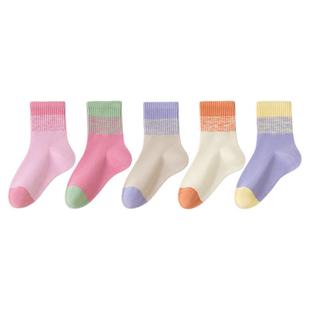 100%棉女童袜子a类无骨抗起球抗菌防臭秋冬季纯棉女孩吸汗中筒袜