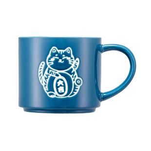 共禾京品可爱招财猫咪陶瓷马克杯情侣水杯大容量杯子恒温杯垫家用