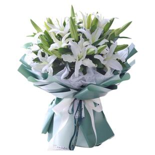 白百合混搭康乃馨花束北京成都深圳西安鲜花速递同城全国配送花店