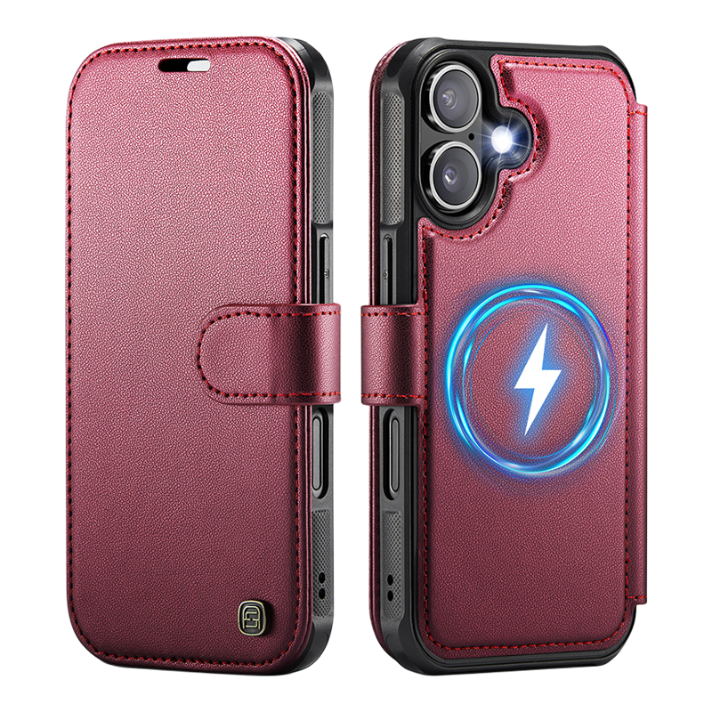 磁吸一体适用iphone14/15手机壳15promx钱包皮套苹果14PLUS翻盖17保护套真皮品质全包软iP16外套防摔男女超薄