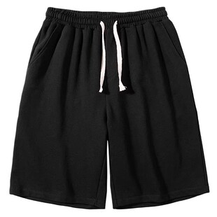 纯棉短裤夏季短裤男生纯色简约中裤宽松透气薄款五分裤子休闲纯棉