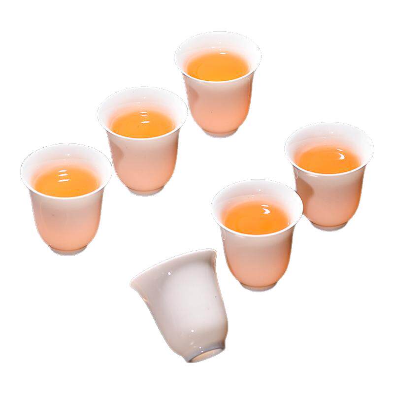 羊脂玉白瓷茶杯10个功夫茶杯6只装陶瓷小茶杯家用待客喝茶客杯