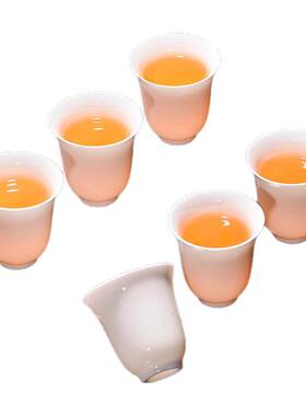 羊脂玉白瓷茶杯10个功夫茶杯6只装陶瓷小茶杯家用待客喝茶客杯
