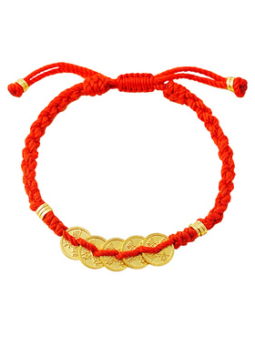 宫里上新五帝钱本命年红绳手链