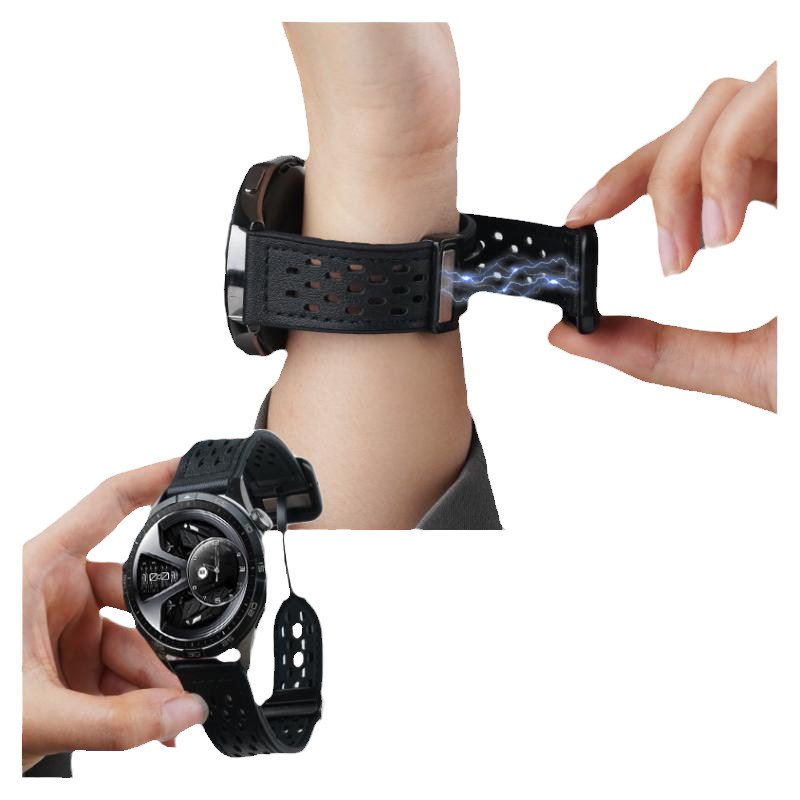 玩物尚智适用华为GT5表带gt4疯马纹皮带watchgt2智能手表gt3男女式watch4磁吸pro透气buds手链荣耀magic腕带