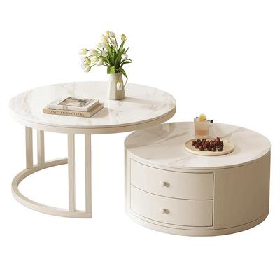 岩板茶几客厅家用奶油风圆形茶几