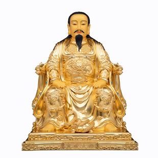 全铜贴金玄天上帝神像真武大帝北帝荡魔天尊玄武祖师铜像供奉摆件