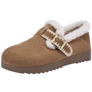 热风加绒毛毛鞋2025年冬季新款全包勃肯鞋休闲棉鞋女鞋复古雪地靴