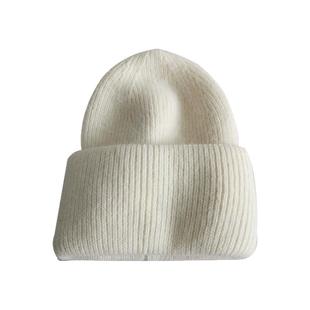 【兔毛】白色毛线帽子女潮韩国ins潮秋冬日系冷帽保暖套头针织帽