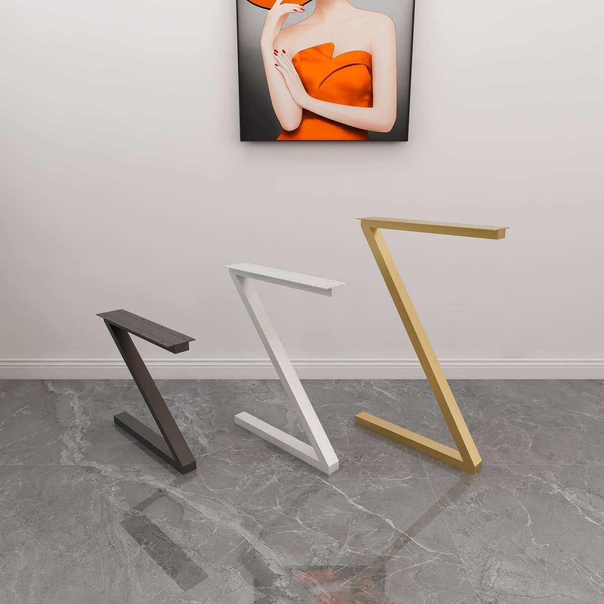 铁艺烤漆桌腿办公桌架桌脚书桌餐台腿铁艺Z型吧台脚单边支架支撑