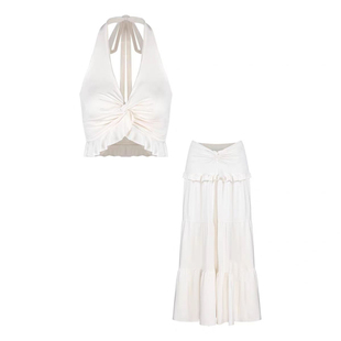 泳衣女2025新款高级性感分体长裙比基尼三件套微胖显瘦绝美度假风