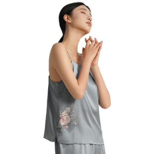 绣娘丝绸新款春夏季真丝吊带背心睡衣礼盒女士桑蚕丝性感国风上衣