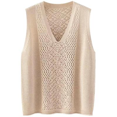 歌莱妃套头V领外搭勾花镂空针织