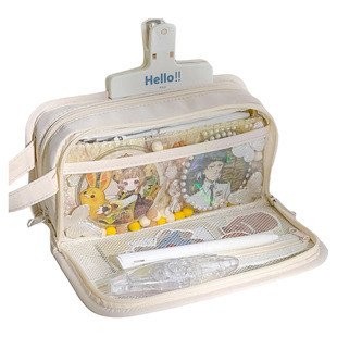 痛包铅笔盒文具盒笔袋高颜值ins风初中女生大容量吧唧小卡二次元可放2024新款隐藏痛设计感小众不撞款绿色