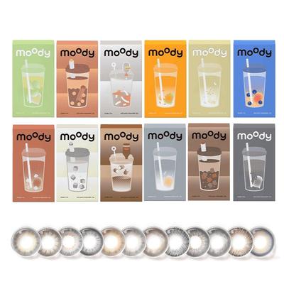 moody半年抛1片美瞳冷泡乌龙茶麦麦黑茶自然扩瞳彩色隐形眼镜正品
