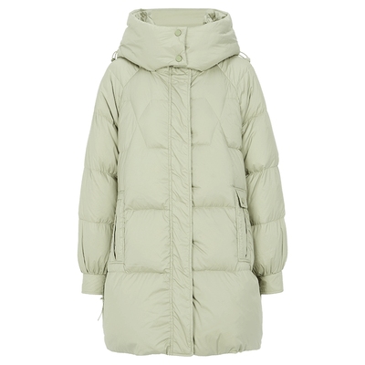 马天奴绿色连帽拉链时尚羽绒服