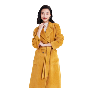 3期免息-乔万尼羊驼毛大衣新款韩系毛呢外套商场同款收腰
