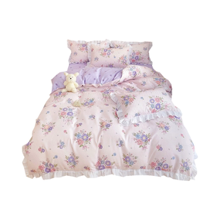 韩式公主风小碎花床裙款四件套床单被罩学生宿舍3三件套床上用品4