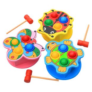 儿童打球台小锤子蝴蝶乌龟敲打台婴儿木制宝宝早教益智敲打玩具