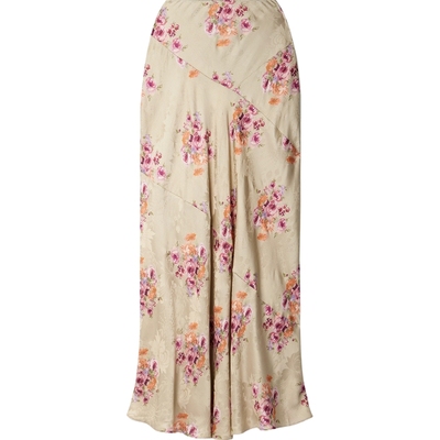 【折扣】LoveShackFancy女士夏提花缎面超长法式碎花海岛半身裙