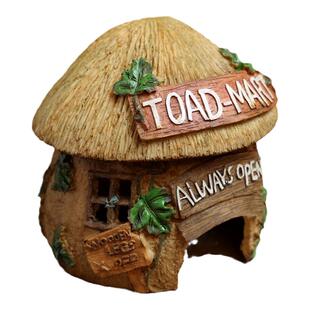 可爱童话风格蘑菇草屋装饰花园手绘摆件艺术烛台创意树脂家居礼物