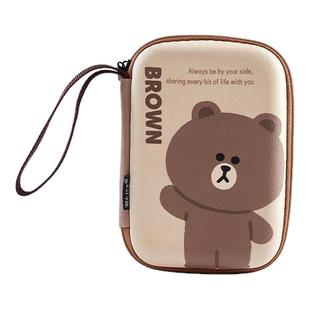 布朗熊硬壳数据线收纳包便携充电器充电宝保护套数码移动硬盘u盘有线耳机充电线鼠标收纳盒多功能ccd相机包袋