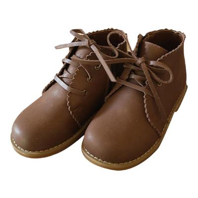 允儿妈女童纯牛皮复古短靴皮鞋