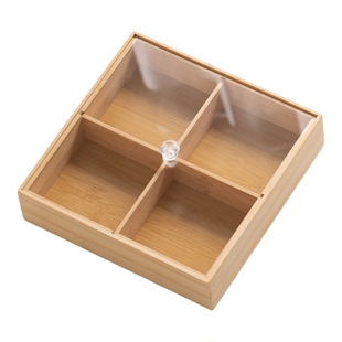 冬季围炉煮茶分格小吃果盘四宫格拼盘干果收纳中式坚果亚克力带盖