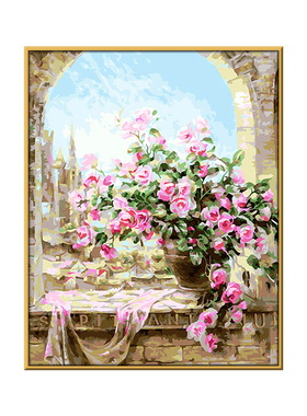 向日葵花卉名画手绘填色数字油画