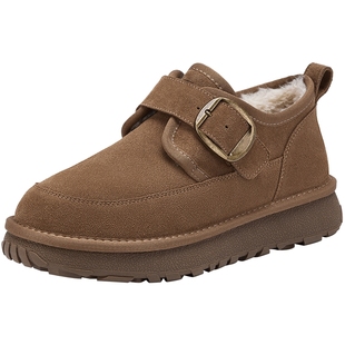 热风男鞋2025年冬季新款男士时尚靴子休闲雪地靴加绒舒适保暖棉鞋