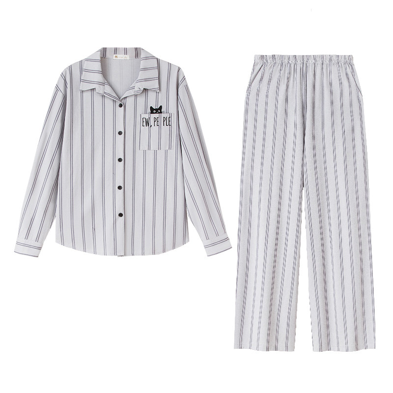 妮狄娅春秋柔软棉情侣家居服套装