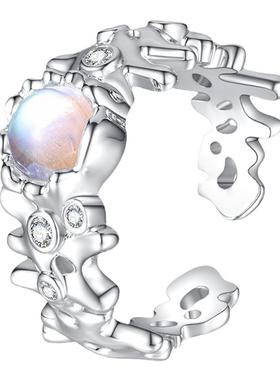 VIGG月光开口戒指女时尚个性小众