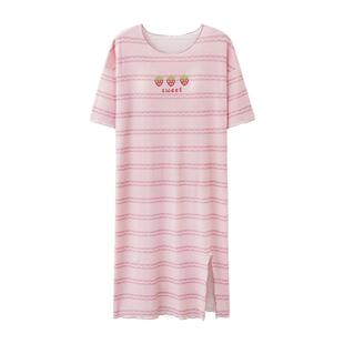 高级感莫代尔睡裙女夏季薄款睡衣带胸垫短袖连衣裙子家居服可外穿