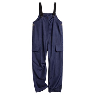 马登高腰牛仔直筒阔腿宽松弛工装背带裤无袖吊带长款连衣裤女士春