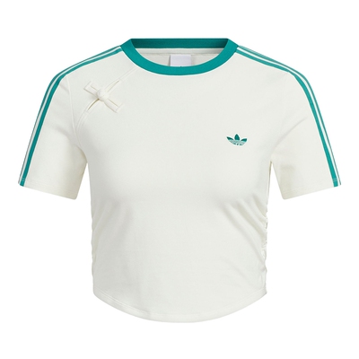 adidas阿迪达斯三叶草新中式露脐抽褶BABY T恤夏秋女短袖KC5852