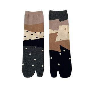 个性女二指中筒人字拖日式木屐袜不规则AB分脚趾日系秋季长袜潮