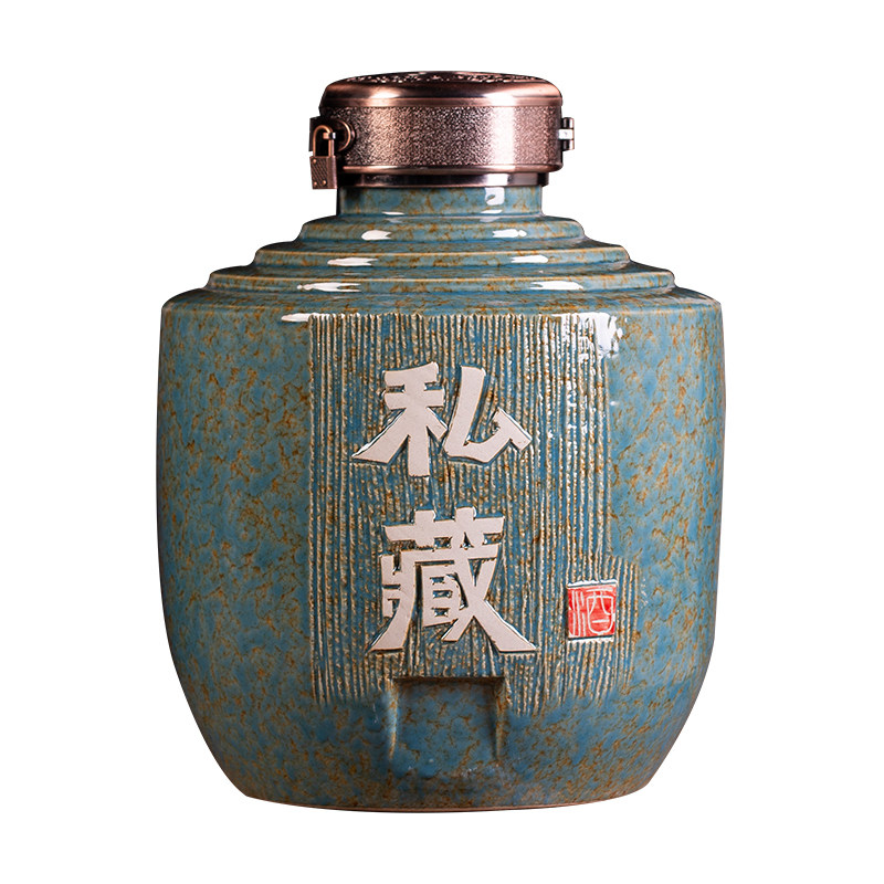 景德镇陶瓷酒坛子家用密封10斤20斤30斤50斤装酒缸带龙头酒瓶酒壶