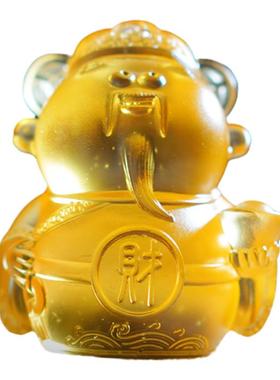 古法琉璃可爱财神招财桌面摆件家居装饰玄关工艺品茶桌摆件茶宠