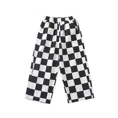 宽松街舞裤子黑白棋盘格长裤