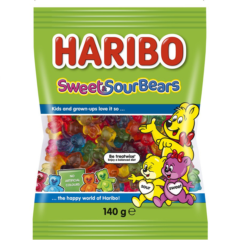 澳洲代购直邮Haribo哈瑞宝Sweet Sour Bears酸甜熊果汁橡皮糖140g