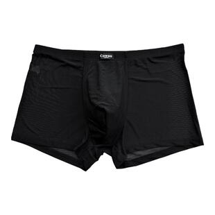 夏男生透明冰丝平角内裤男超薄透气蕾丝平角裤四角底裤短裤性感潮